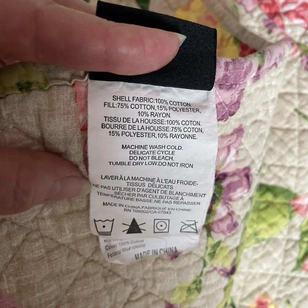 Cynthia Rowley Quilted Coverlet Full‎ Queen Size 86x88 Tropical Floral Colorful